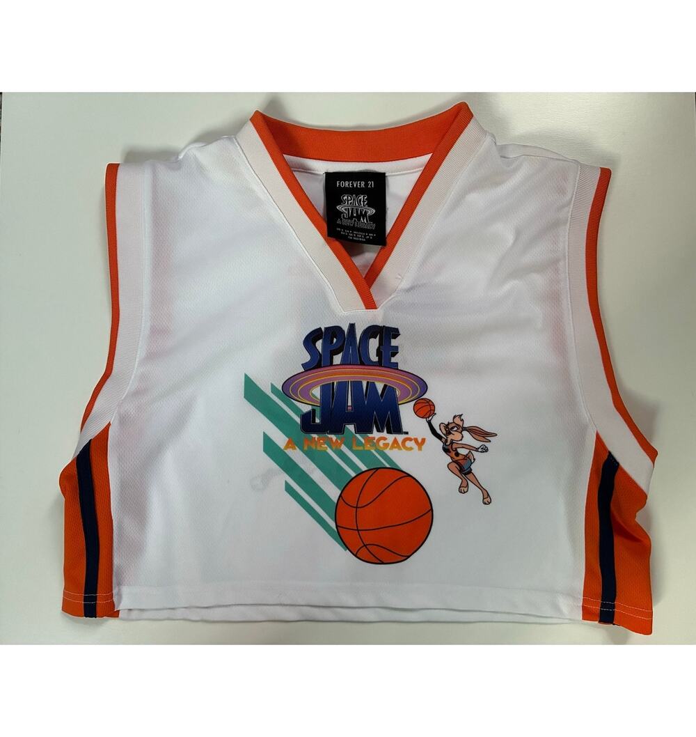 Forever 21 Shirt Cropped Jersey Space Jam Bugs Bunny Basketball Size M